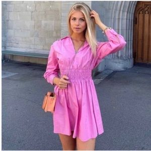 ZARA Pink Short Poplin Dress